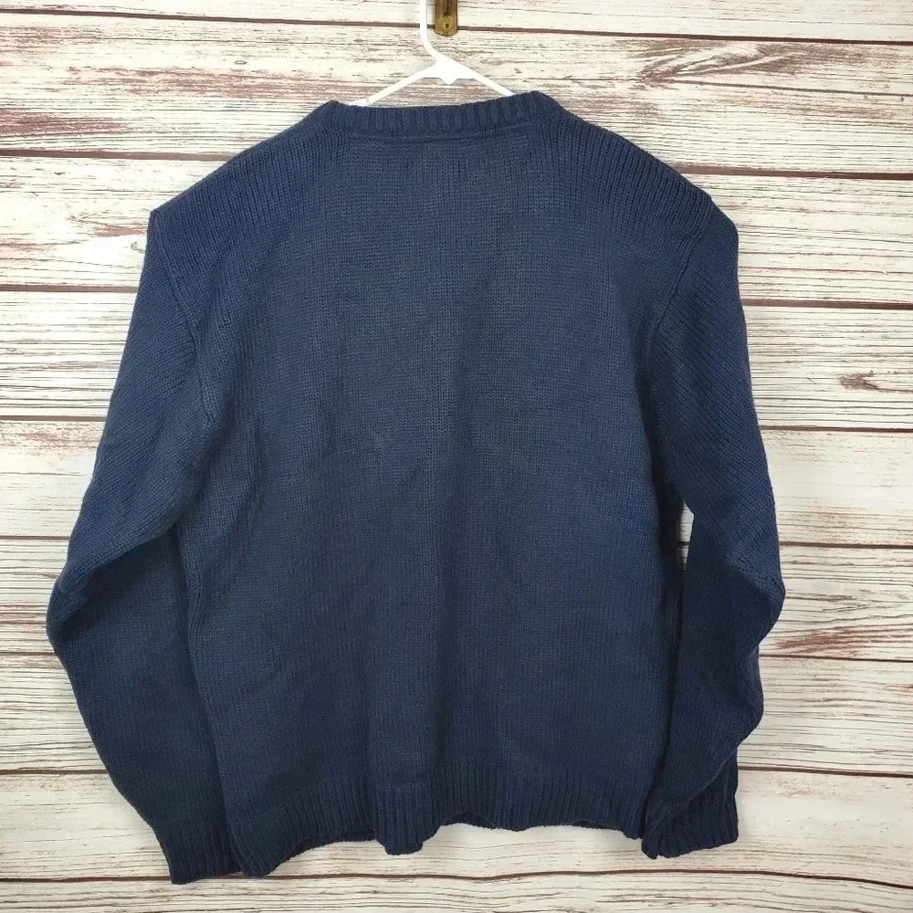 US Polo Assn Mens XL Navy Blue USA Flag Logo Wool Blend Crewneck Sweater